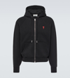 Ami Alexandre Mattiussi Zip-up Hoodie With Kangaroo Pocket And Drawstring Hood In Black