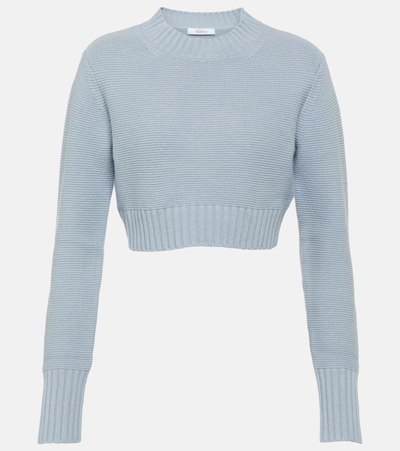 Max Mara Kaya Cropped Cashmere Sweater In Blue