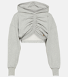 PALM ANGELS CROPPED COTTON JERSEY HOODIE