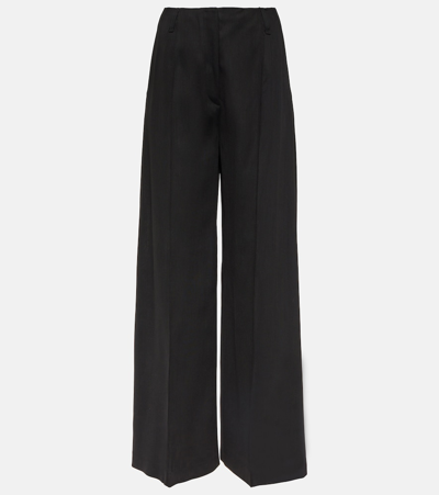 Acne Studios Wool-blend Wide-leg Trousers In Black