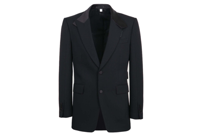 Pre-owned Burberry Satin Lapel Wool Tailored Jacket Black