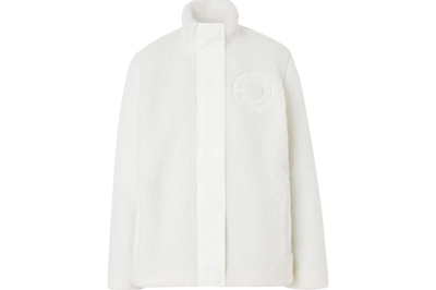 Pre-owned Burberry Wool-blend Fleece Jacket White