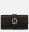 Manolo Blahnik Capri Crystal-embellished Leather Clutch In Black