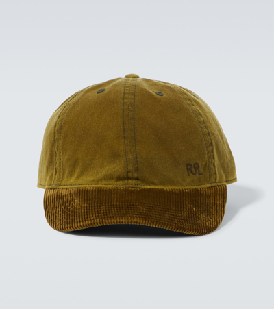 Rrl Cotton And Corduroy Baseball Cap In Brown