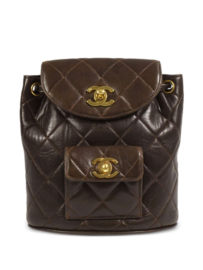 Pre-owned Chanel 1994-1996 Small Dumas Backpack In Brown