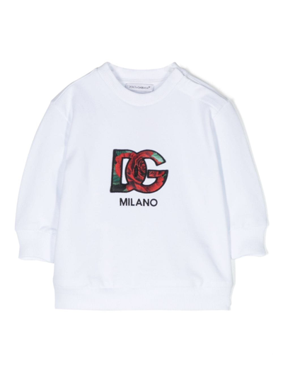 Dolce & Gabbana Babies' Logo-patch Crew-neck Sweatshirt In White