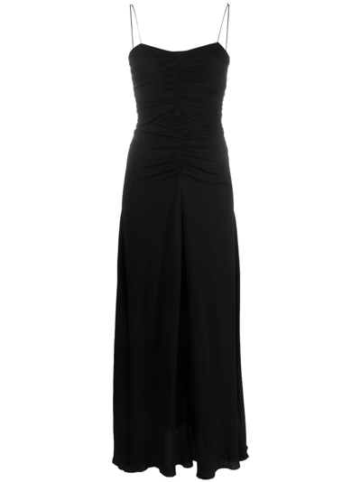 Forte Forte Ruched Flared Maxi Dress In Black