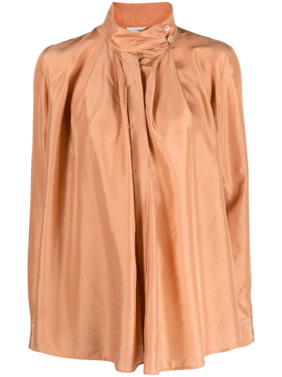 Forte Forte High-neck Silk Blouse In Orange