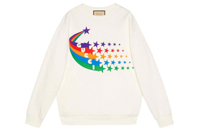 Pre-owned Gucci Shooting Star-print Sweatshirt White
