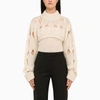 Federica Tosi Cropped Turtleneck Sweater With Cut-out Details In White