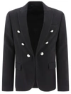 Balmain Embossed-button Open-front Blazer In Black