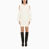 GANNI GANNI IVORY KNIT SHORT DRESS