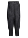 Issey Miyake Trousers Elastic Waistband Ribbed Cuffs In Black