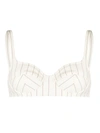 Jean Paul Gaultier Striped Bra Woman White In Polyeter In Ecru Brique