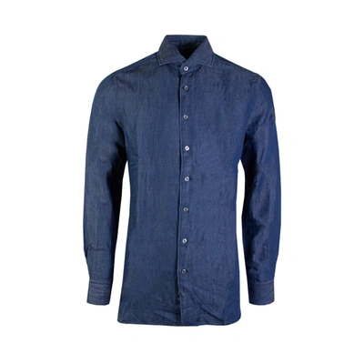 Lardini Denim Effect Linen Shirt In Blue