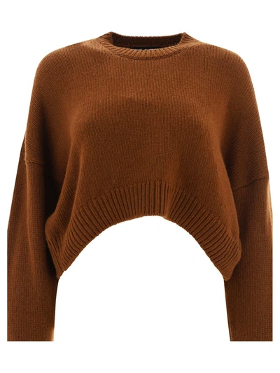 Dolce & Gabbana Logo Plaque Sweater In Brown