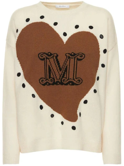 Max Mara Panaria Monogram Heart Cashmere Sweater In Multi-colored