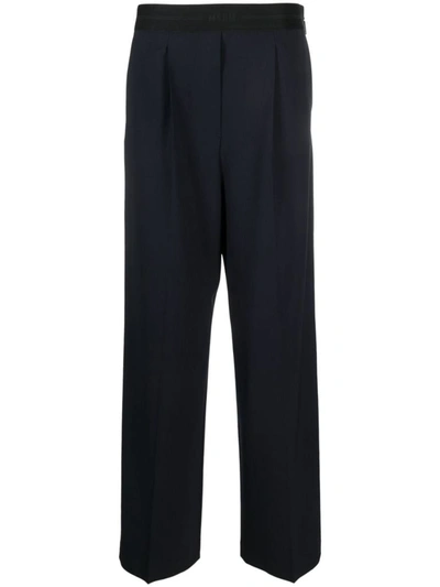 Msgm Layered-waistband Wide-leg Trousers In Black
