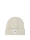 Oamc Logo-patch Ribbed-knit Beanie In Natural White