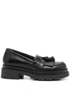 P.a.r.o.s.h Tassel Detail Leather Loafers In Nero