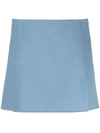 P.a.r.o.s.h Wool Mini Skirt With Side Seam Detail In Azzurro Polvere