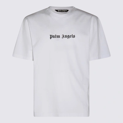 PALM ANGELS PALM ANGELS WHITE AND BLACK COTTON T-SHIRT