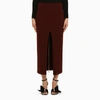 Patou Merino-blend Ribbed Knit Midi Skirt In Burgundy