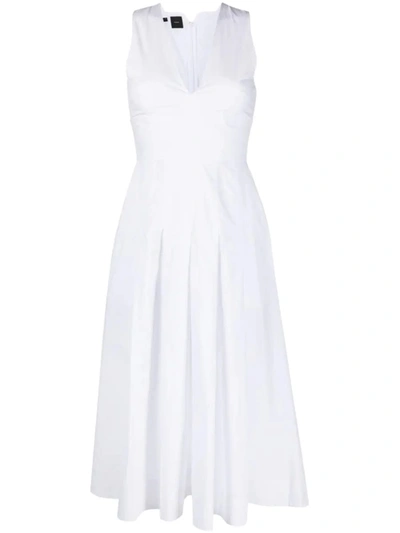Pinko Adorato Popeline Sleeveless Midi Dress In White