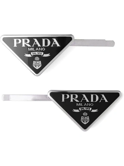 Prada Set Of Two Hair Clips In Nero
