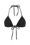 Prada Stretch Re-nylon Rhinestone Halterneck Bikini In Black