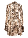 Roberto Cavalli Ruffled-detail Leopard-print Dress In Beige