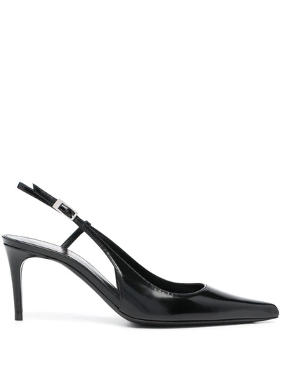Saint Laurent Marilyn Patent-leather Slingback Pumps In Black