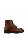 Santoni Lace-up Leather Boots In Laine