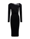 Self-portrait Textured Knit Midi Dress With Wrap Bodice In Black