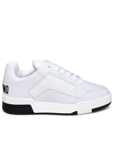 Moschino White Streetball Teddy Bear Sneakers In 100 Bianco