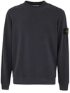 Stone Island Round-neck Sweatshirt With Ribbed Cuffs And Logo Detail In Grey