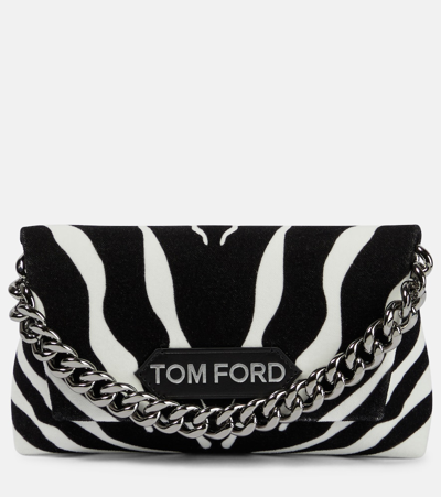 Tom Ford Label Mini Velvet Shoulder Bag In Multicoloured