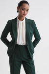 Reiss Jade - Bottle Green Tailored Fit Single Breasted Suit Blazer, Us 12