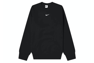 Pre-owned Nike Women's Phoenix Fleece Oversized Crewneck Sweatshirt Black