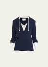 Cinq À Sept Cinq A Sept Khloe Hooded Blazer In Navy / Ivory