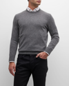 Neiman Marcus Men's Cashmere Crewneck Sweater In Heather Grey