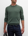 Neiman Marcus Men's Cashmere Crewneck Sweater In Olive