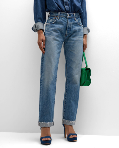 Moussy Vintage Bostonia Low Rise Wide-straight Jeans In Light Blue