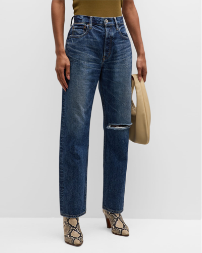 MOUSSY VINTAGE WIDSTOE DISTRESSED WIDE-STRAIGHT JEANS