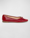 Bernardo Patent Bow Ballerina Flats In Dark Red Patent