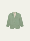Theory Galena Boxy Oversized Linen Jacket In Leaf
