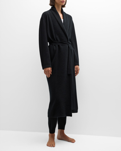 Neiman Marcus Cashmere Shawl-collar Dressing Gown In Black