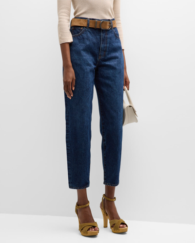 Moussy Vintage Toolville Cropped Straight-leg Jeans In Dkblu