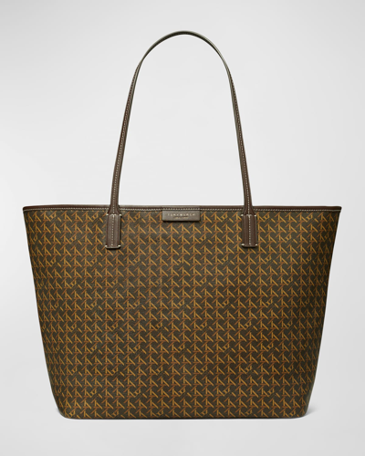 Tory Burch Every-ready Woven Monogram Tote Bag In Walnut