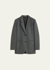 Totême Single-breasted Tailored Suit Jacket In Grey Melange